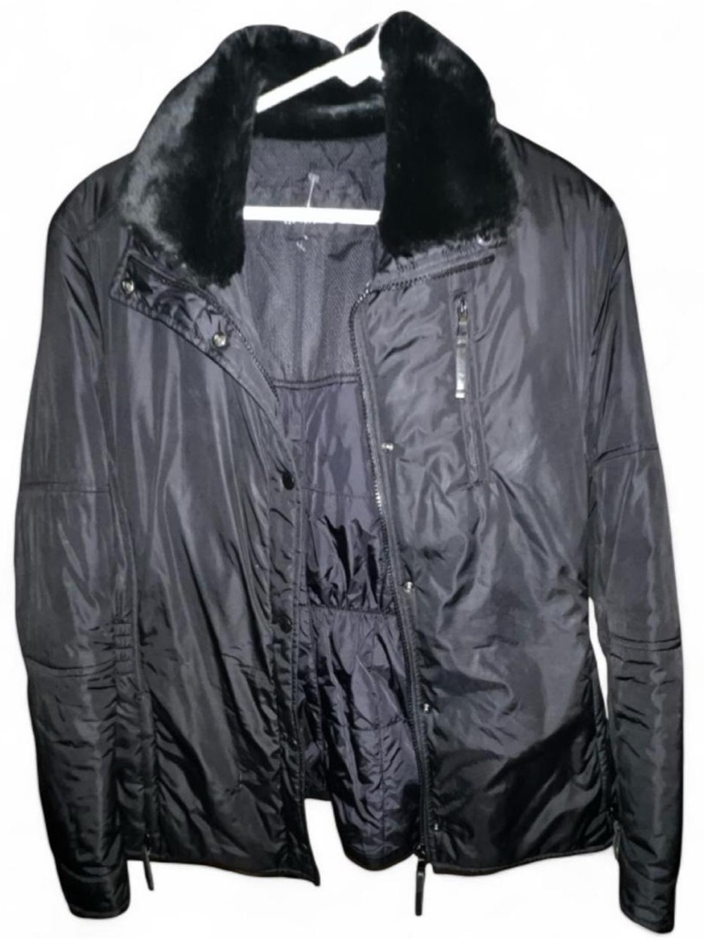 Andrew Marc Classic Black Women's Winter Jacket with Faux Fur Collar M *read